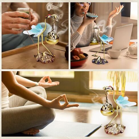 Incense Holder, 2 in 1 Incense Stick Holder, Crane Hanging Incense Burner for Powder/Stick/Coil Incense, Incense Diffuser As Gift for Yoga and Meditation in Saudi Arabia
