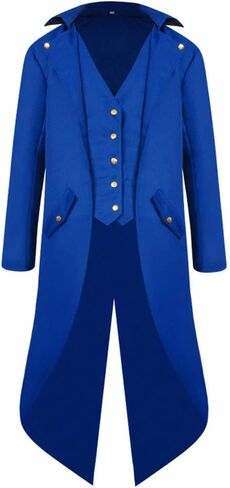IBTOM CASTLE Men's Steampunk Vintage Tailcoat Jacket Gothic Medieval Victorian Frock Button Down Swallow Coat Uniform Costume in Kuwait