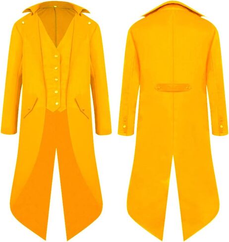 IBTOM CASTLE Men's Steampunk Vintage Tailcoat Jacket Gothic Medieval Victorian Frock Button Down Swallow Coat Uniform Costume in Kuwait