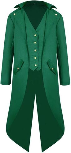 IBTOM CASTLE Men's Steampunk Vintage Tailcoat Jacket Gothic Medieval Victorian Frock Button Down Swallow Coat Uniform Costume in Kuwait