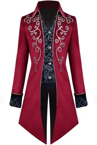 IBTOM CASTLE Men's Steampunk Vintage Tailcoat Jacket Gothic Medieval Victorian Frock Button Down Swallow Coat Uniform Costume in Kuwait