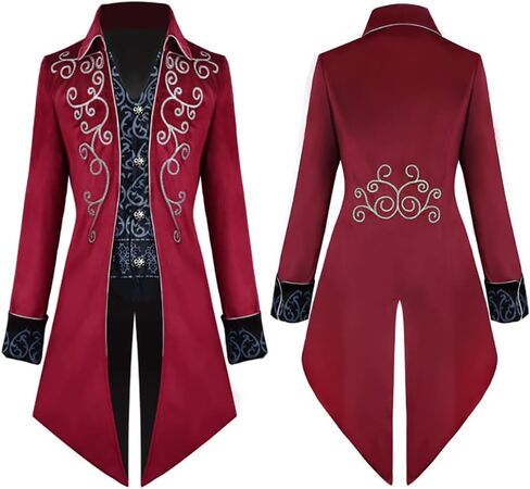 IBTOM CASTLE Men's Steampunk Vintage Tailcoat Jacket Gothic Medieval Victorian Frock Button Down Swallow Coat Uniform Costume in Kuwait