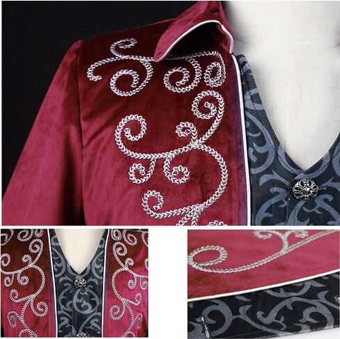 IBTOM CASTLE Men's Steampunk Vintage Tailcoat Jacket Gothic Medieval Victorian Frock Button Down Swallow Coat Uniform Costume in Kuwait