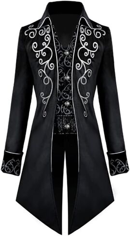 IBTOM CASTLE Men's Steampunk Vintage Tailcoat Jacket Gothic Medieval Victorian Frock Button Down Swallow Coat Uniform Costume in Kuwait