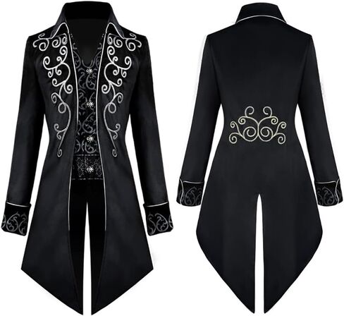 IBTOM CASTLE Men's Steampunk Vintage Tailcoat Jacket Gothic Medieval Victorian Frock Button Down Swallow Coat Uniform Costume in Kuwait