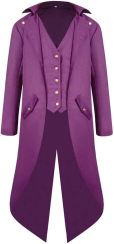 IBTOM CASTLE Men's Steampunk Vintage Tailcoat Jacket Gothic Medieval Victorian Frock Button Down Swallow Coat Uniform Costume in Kuwait