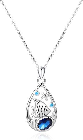 Ocean Jewelry Sterling Silver Sea Shells/Marine fish/Wave Pendant Necklace for Women s Ocean Lovers Jewelry Gifts in Saudi Arabia