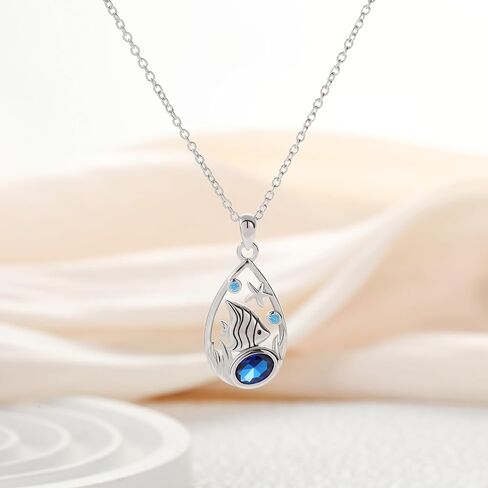 Ocean Jewelry Sterling Silver Sea Shells/Marine fish/Wave Pendant Necklace for Women s Ocean Lovers Jewelry Gifts in Saudi Arabia