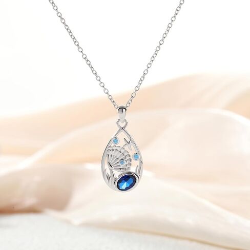 Ocean Jewelry Sterling Silver Sea Shells/Marine fish/Wave Pendant Necklace for Women s Ocean Lovers Jewelry Gifts in Saudi Arabia