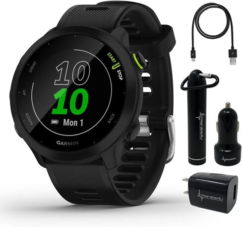 Wearable4U Garmin Forerunner 55 GPS Running 42 mm Watch with Daily Suggested Workouts, Aqua Power Pack Bundle in Saudi Arabia