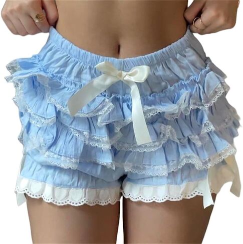 Thopavenoir Y2k Girls Lolita Bloomer Pettipants Women Sexy Lace Layered Ruffle Shorts Micro Boxer Shorts Cute Pumpkin Bottoms in Saudi Arabia