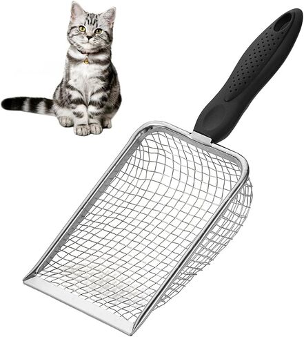 Cat Litter Scoop, Aluminum Alloy Sifter, Kitty Metal Scooper, Deep Shovel, Long Handle, Comfy Poop Sifting, Pooper Lifter, Durable and Heavy Duty for Litter Box (with Cleaning Brush) in Saudi Arabia