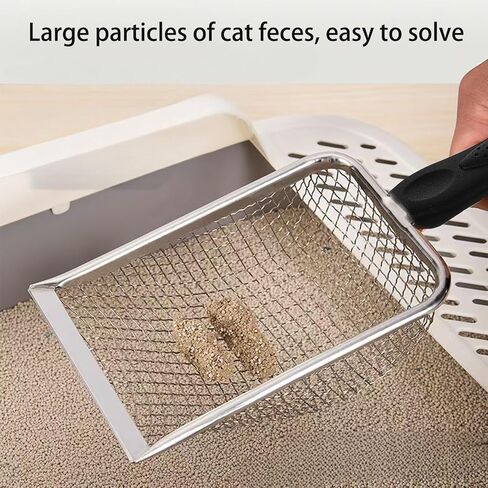 Cat Litter Scoop, Aluminum Alloy Sifter, Kitty Metal Scooper, Deep Shovel, Long Handle, Comfy Poop Sifting, Pooper Lifter, Durable and Heavy Duty for Litter Box (with Cleaning Brush) in Saudi Arabia
