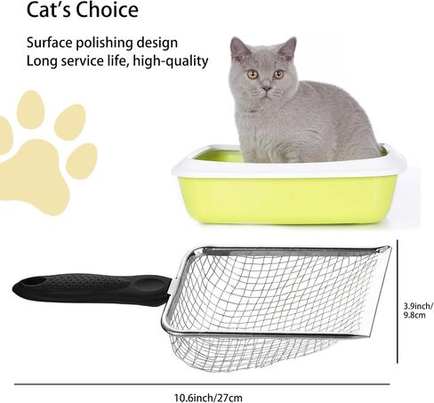 Cat Litter Scoop, Aluminum Alloy Sifter, Kitty Metal Scooper, Deep Shovel, Long Handle, Comfy Poop Sifting, Pooper Lifter, Durable and Heavy Duty for Litter Box (with Cleaning Brush) in Saudi Arabia