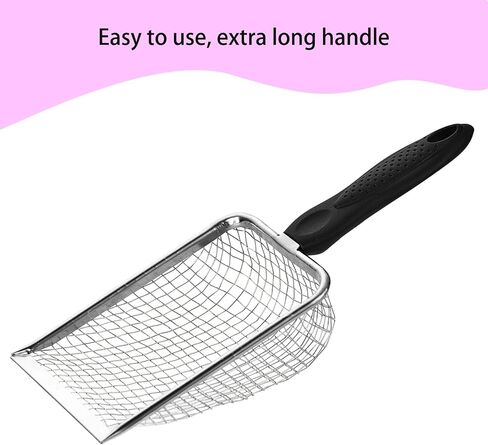 Cat Litter Scoop, Aluminum Alloy Sifter, Kitty Metal Scooper, Deep Shovel, Long Handle, Comfy Poop Sifting, Pooper Lifter, Durable and Heavy Duty for Litter Box (with Cleaning Brush) in Saudi Arabia