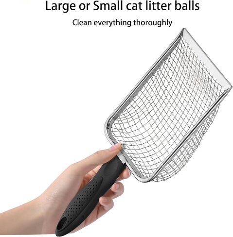 Cat Litter Scoop, Aluminum Alloy Sifter, Kitty Metal Scooper, Deep Shovel, Long Handle, Comfy Poop Sifting, Pooper Lifter, Durable and Heavy Duty for Litter Box (with Cleaning Brush) in Saudi Arabia