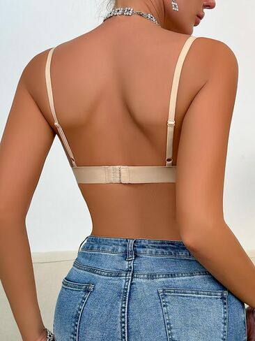 Luna & Sun Women's Deep V Triangle Cup Soft Unpadded Wirefree Bralette in Saudi Arabia