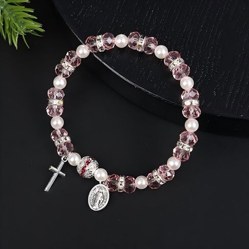 Rosary Bracelet Bulk with Mesh Bags Religious Catholic Rosary Bead Bracelets Baptism Party Favors for Guests in Saudi Arabia