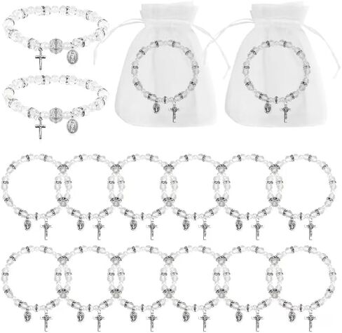 Rosary Bracelet Bulk with Mesh Bags Religious Catholic Rosary Bead Bracelets Baptism Party Favors for Guests in Saudi Arabia