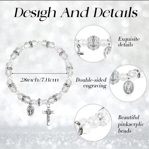 Rosary Bracelet Bulk with Mesh Bags Religious Catholic Rosary Bead Bracelets Baptism Party Favors for Guests in Saudi Arabia