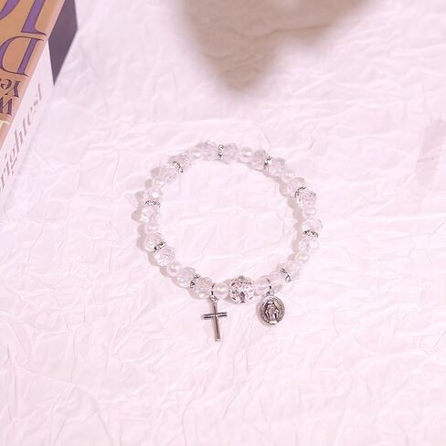 Rosary Bracelet Bulk with Mesh Bags Religious Catholic Rosary Bead Bracelets Baptism Party Favors for Guests in Saudi Arabia
