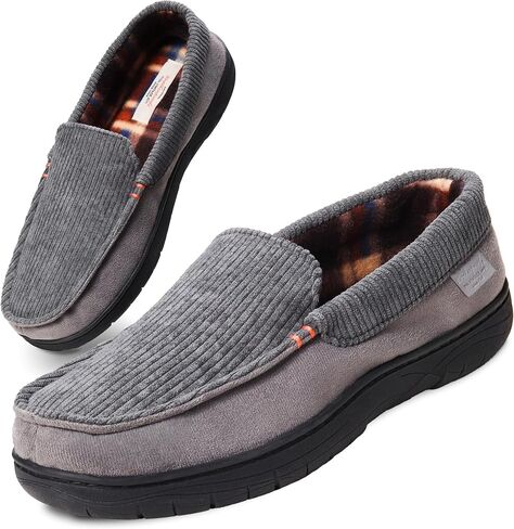 Weatherproof Vintage Venetian Corduroy Slippers for Men, Cozy Lightweight Indoor Outdoor House Shoes with Memory Foam, Warm Fleece Lining, Non-Slip Sole, Moccasin Style, Ideal Winter House Slippers in Saudi Arabia