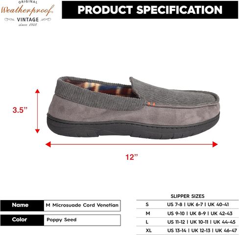 Weatherproof Vintage Venetian Corduroy Slippers for Men, Cozy Lightweight Indoor Outdoor House Shoes with Memory Foam, Warm Fleece Lining, Non-Slip Sole, Moccasin Style, Ideal Winter House Slippers in Saudi Arabia