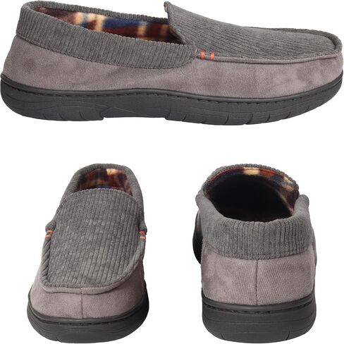 Weatherproof Vintage Venetian Corduroy Slippers for Men, Cozy Lightweight Indoor Outdoor House Shoes with Memory Foam, Warm Fleece Lining, Non-Slip Sole, Moccasin Style, Ideal Winter House Slippers in Saudi Arabia