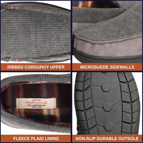 Weatherproof Vintage Venetian Corduroy Slippers for Men, Cozy Lightweight Indoor Outdoor House Shoes with Memory Foam, Warm Fleece Lining, Non-Slip Sole, Moccasin Style, Ideal Winter House Slippers in Saudi Arabia