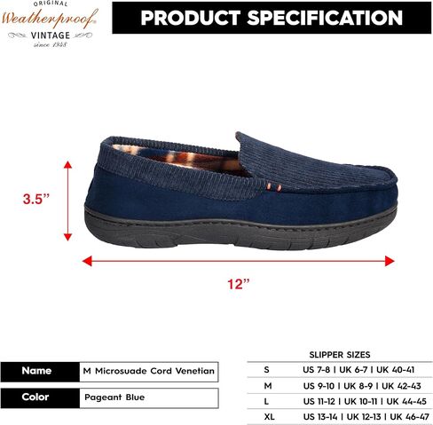 Weatherproof Vintage Venetian Corduroy Slippers for Men, Cozy Lightweight Indoor Outdoor House Shoes with Memory Foam, Warm Fleece Lining, Non-Slip Sole, Moccasin Style, Ideal Winter House Slippers in Saudi Arabia