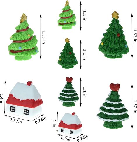 HOVEOX 35 Pieces Christmas Miniature Ornaments Mini Christmas Figurines Snowy Winter Garden Snow Figurines Miniature Christmas Tree Christmas Decoration for Christmas Party in Saudi Arabia