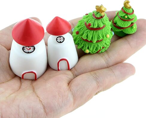 HOVEOX 35 Pieces Christmas Miniature Ornaments Mini Christmas Figurines Snowy Winter Garden Snow Figurines Miniature Christmas Tree Christmas Decoration for Christmas Party in Saudi Arabia