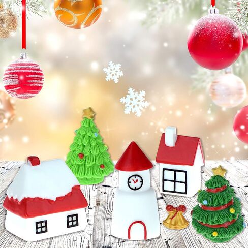 HOVEOX 35 Pieces Christmas Miniature Ornaments Mini Christmas Figurines Snowy Winter Garden Snow Figurines Miniature Christmas Tree Christmas Decoration for Christmas Party in Saudi Arabia