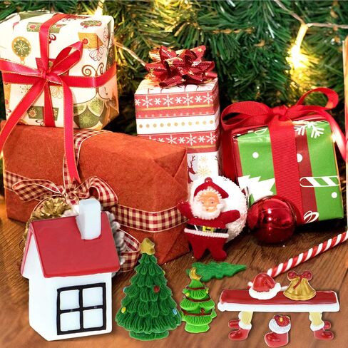 HOVEOX 35 Pieces Christmas Miniature Ornaments Mini Christmas Figurines Snowy Winter Garden Snow Figurines Miniature Christmas Tree Christmas Decoration for Christmas Party in Saudi Arabia