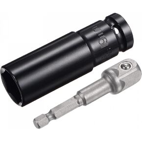 uxcell 1/2" Drive Socket Accessory Set, 19mm Deep 6-Point Impact Socket 3" Length and 1/4" Hex Shank Adapter