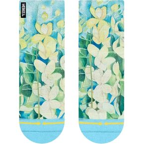MERGE4 Cassia Flowers Quarter Crew Socks With Art By Maia Negre Cute Workout Compression Socks with Expert Comfort