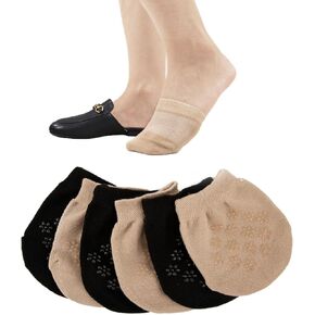 6 Pairs Toe Topper Socks No Show Liner Half Socks for Women,Women's Toe Socks for Mules,Seamless Grip Non Slip Socks Hidden Toe Covers Socks Toe Toppers Liner No Show Toe Covers