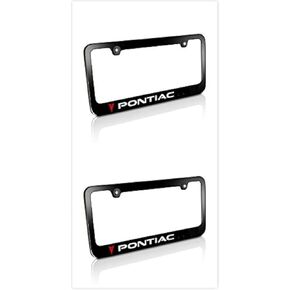 Black Stainless Steel License Plate Frame Cover Holder Metal with Screws Caps for Pontiac Vibe GTO G6 G8 Firebird Aztec (2)