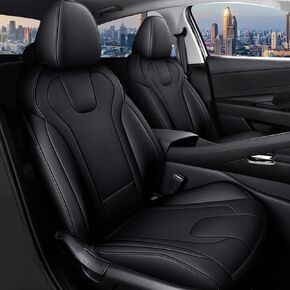 أغطية مقاعد مخصصة من AOMSAZTO لشركة Hyundai Elantra: 2021 2022 2023 2024 SE SEL 2021-2023 أغطية مقاعد السيارة من الجلد الأزرق الهجين مجموعة كاملة باللون الأسود in Kuwait