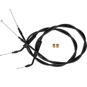 MoKitDora 37" Black Vinyl Coated Throttle Idle Cable Set for 2004-2006 Harley Sportster 12" XL Handlebar