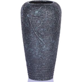 6.1 Inch Rustic Blue Ceramic Vase - Vintage Farmhouse Terracotta Vase for Pampas Grass, Antique Decorative Pottery Vase for Home, Living Room, Table, Shelf, and Wedding Centerpieces