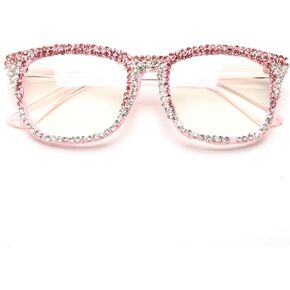 bullabulling Oprah style Bling Rhinestone Reading Glasses for Women Shiny Diamond Blue Light Blocking Ladies Readers