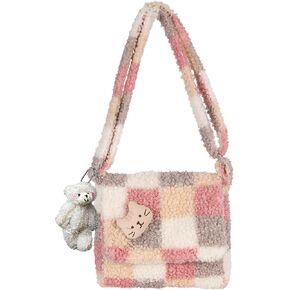 Fluffy Furry Tote Bag Fuzzy Cute Plush Bag Women Girl Faux Fur Shoulder Handbag Crossbody Purse for Autumn and Winter