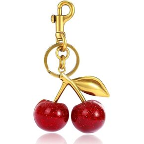 Glitter Cherry Bag Charm Purse Cherry Charms Keychain for Women Christmas Valentine Handbags Bag Gifts