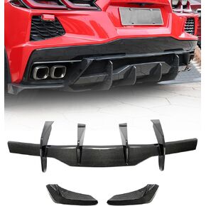 Upgrade C8 Carbon Fiber Rear Bumper Diffuser and Canards Splitter Fit for Corvette C8 Stingray Z51 2020-2025 Rear Lower Bumper Lip Diffuser Spoiler