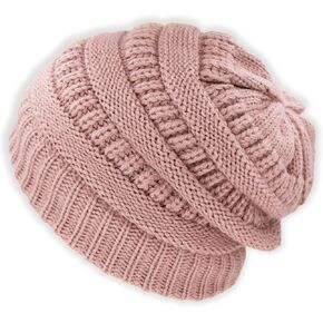 Winter Beanie Hat for Men & Women Warm Thick Knit Slouchy Skull Cap, Soft Stretch Cable Skully Comfortable Lined Stocking Hat