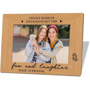 Goodbye Farewell Gift for Colleagues, New Job Gift Leaving Gift for Friend Colleagues, Chance Made Us Colleagues but the Fun and Laughter Made Us Friends Photo Frame, Photo Gifts Wooden Picture Frame