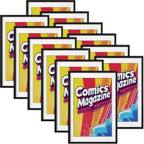 eletecpro Comic Book Frame, 1 Pack 8x12 Comic Picture Magazine Frame with Mat, Fits Current Comics up to 6 3/4" x 10 1/4", Wall or Tabletop Display, Black