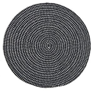 Hand Woven Round Area Rugs Living Room Bedroom Study Computer Chair Cushion Base Mat Round Carpet Lifts Basket Swivel Chair Pad Coffee Table Rug(3' Round, Black/White)