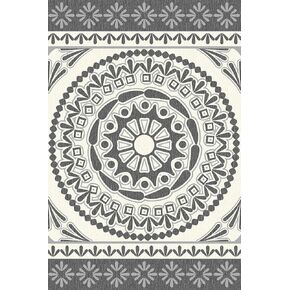 Floor Flair Collection, Lisbon in Black and Grey Medallion 4 x 6 Feet, Durable Waterproof & Stain Resistant Vinyl, Indoor Area Mat, Protective Floor Covering, Interior Home Décor